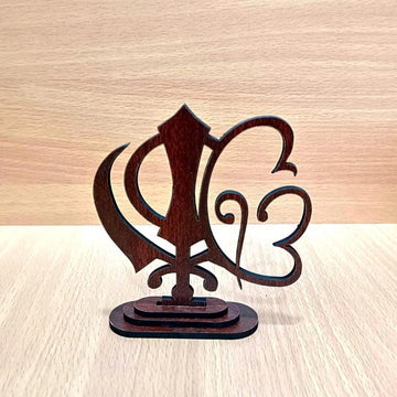 Onkar & Khanda Wooden Texture Car Dashboard - Haoser