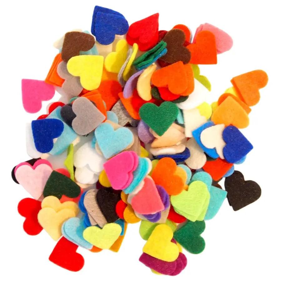 1 inch Felt Hearts 200pc - Mixed Color Pack - felt