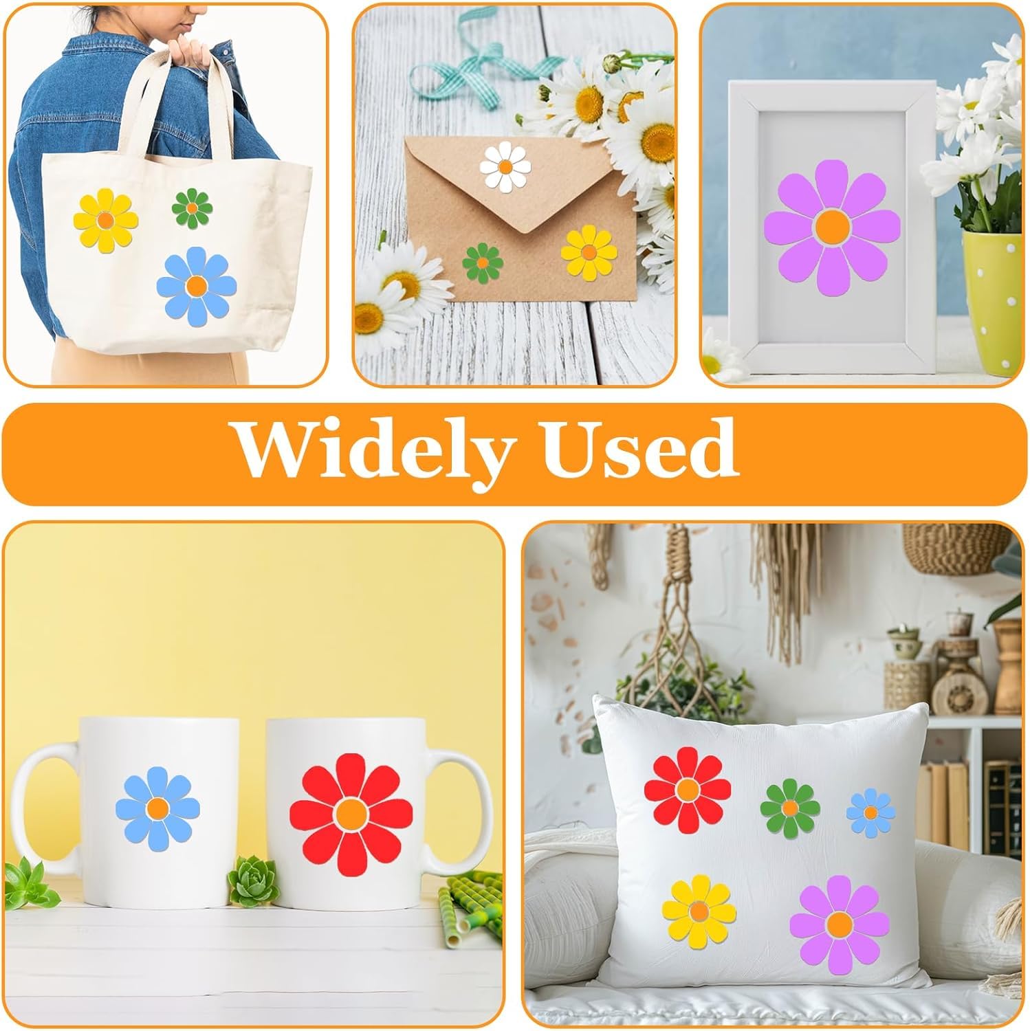 6Pcs Daisy Flower Stencils for Painting – 11.8 Inch Large Reusable Plastic Stencil Templates for Wood, Wall, Fabric, DIY Crafts, Canvas, Furniture, Fence, Home Art & Décor