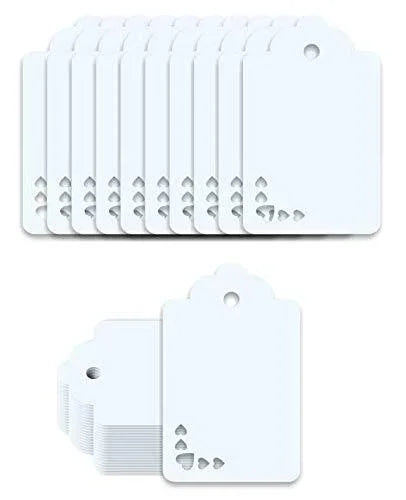 100pcs Premium oldrose Color Gift Tags Double-Sided Available Kraft Paper Price Tags with 100 Root Natural Jute Twine