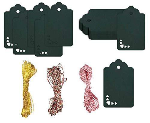 100pcs Premium oldrose Color Gift Tags Double-Sided Available Kraft Paper Price Tags with 100 Root Natural Jute Twine