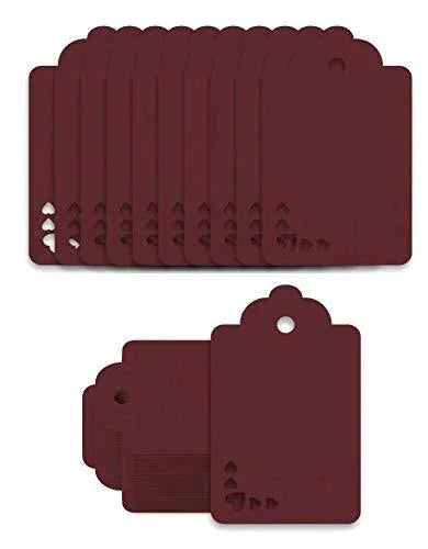 100pcs Premium oldrose Color Gift Tags Double-Sided Available Kraft Paper Price Tags with 100 Root Natural Jute Twine