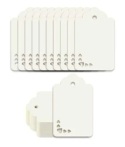 100pcs Premium oldrose Color Gift Tags Double-Sided Available Kraft Paper Price Tags with 100 Root Natural Jute Twine