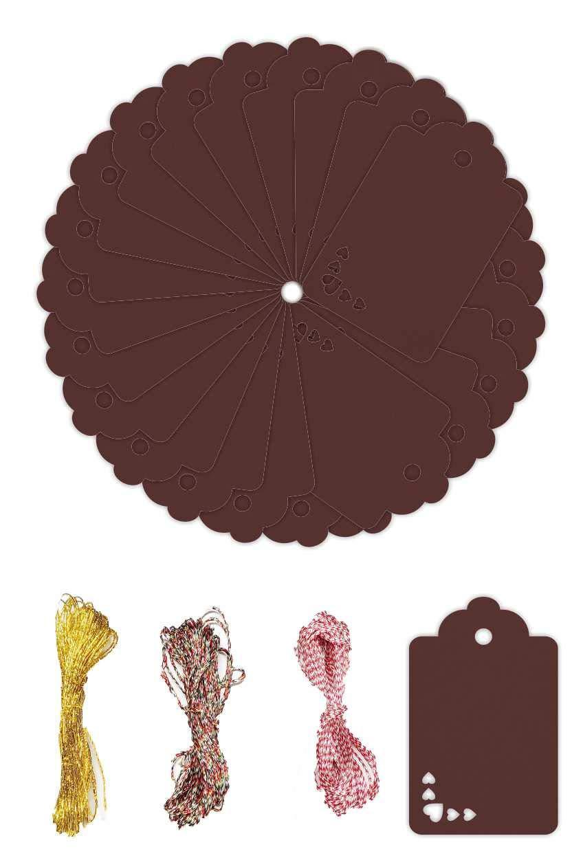 100pcs Premium oldrose Color Gift Tags Double-Sided Available Kraft Paper Price Tags with 100 Root Natural Jute Twine