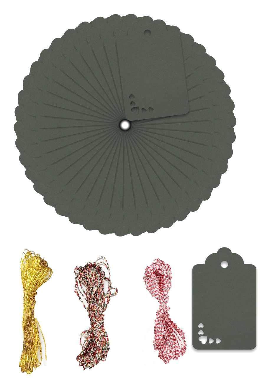 100pcs Premium oldrose Color Gift Tags Double-Sided Available Kraft Paper Price Tags with 100 Root Natural Jute Twine