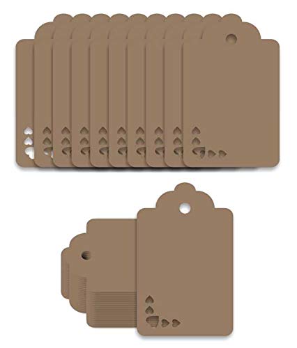 100pcs Premium oldrose Color Gift Tags Double-Sided Available Kraft Paper Price Tags with 100 Root Natural Jute Twine