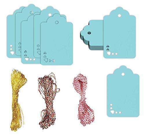 100pcs Premium oldrose Color Gift Tags Double-Sided Available Kraft Paper Price Tags with 100 Root Natural Jute Twine