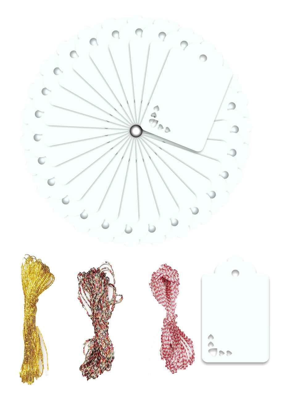 100pcs Premium oldrose Color Gift Tags Double-Sided Available Kraft Paper Price Tags with 100 Root Natural Jute Twine