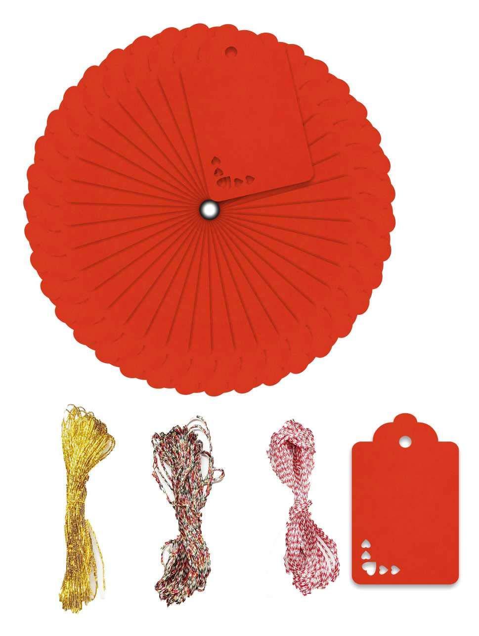 100pcs Premium oldrose Color Gift Tags Double-Sided Available Kraft Paper Price Tags with 100 Root Natural Jute Twine