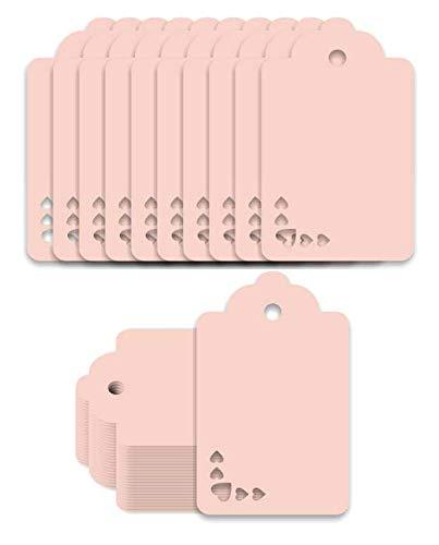 100pcs Premium oldrose Color Gift Tags Double-Sided Available Kraft Paper Price Tags with 100 Root Natural Jute Twine