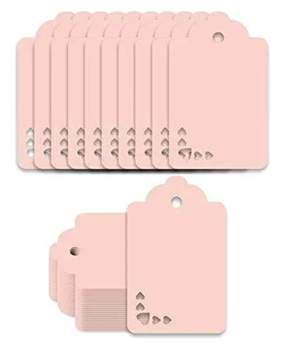 100pcs Premium oldrose Color Gift Tags Double-Sided Available Kraft Paper Price Tags with 100 Root Natural Jute Twine
