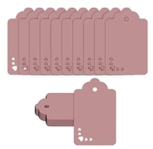 100pcs Premium oldrose Color Gift Tags Double-Sided Available Kraft Paper Price Tags with 100 Root Natural Jute Twine