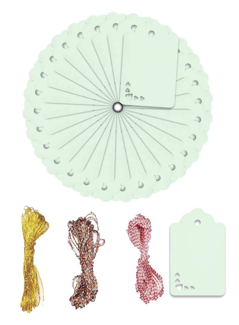 100pcs Premium oldrose Color Gift Tags Double-Sided Available Kraft Paper Price Tags with 100 Root Natural Jute Twine