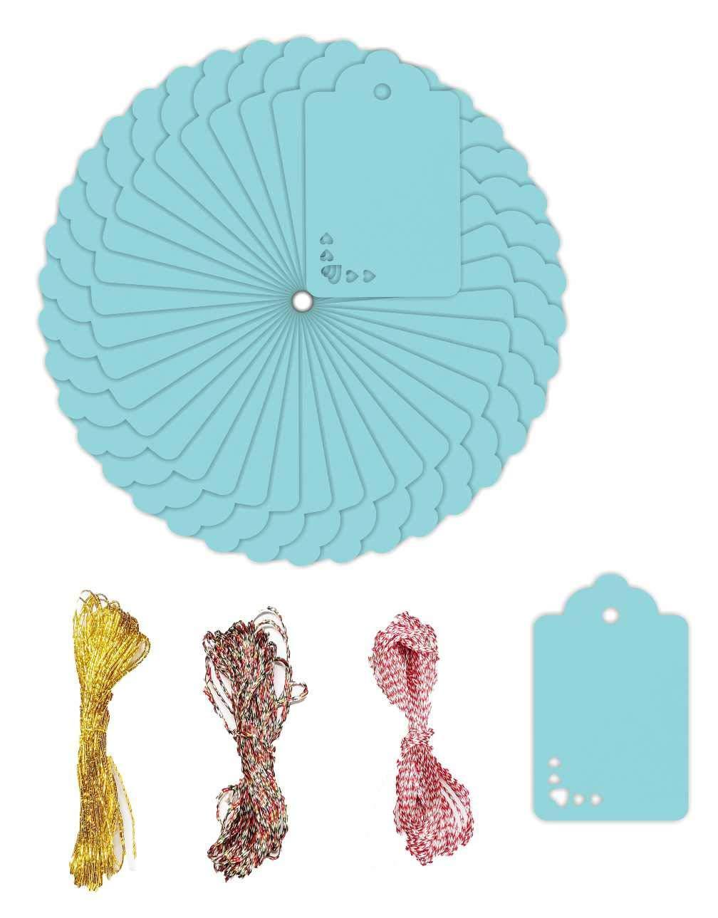 100pcs Premium oldrose Color Gift Tags Double-Sided Available Kraft Paper Price Tags with 100 Root Natural Jute Twine