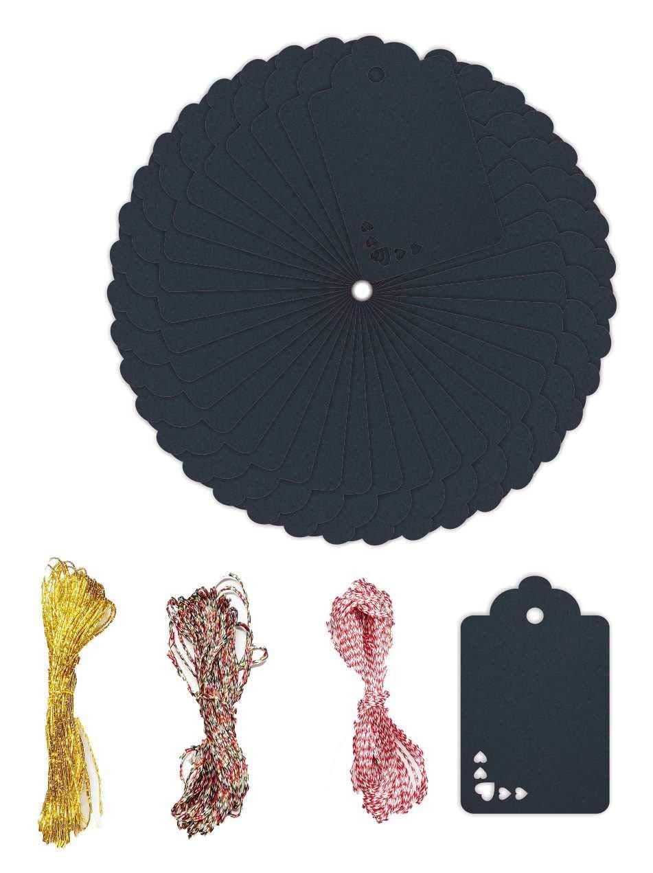 100pcs Premium oldrose Color Gift Tags Double-Sided Available Kraft Paper Price Tags with 100 Root Natural Jute Twine