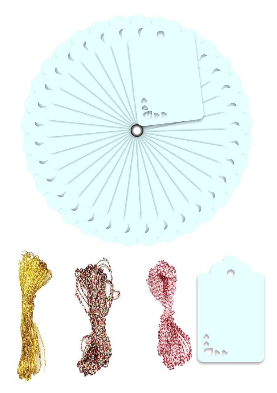 100pcs Premium oldrose Color Gift Tags Double-Sided Available Kraft Paper Price Tags with 100 Root Natural Jute Twine