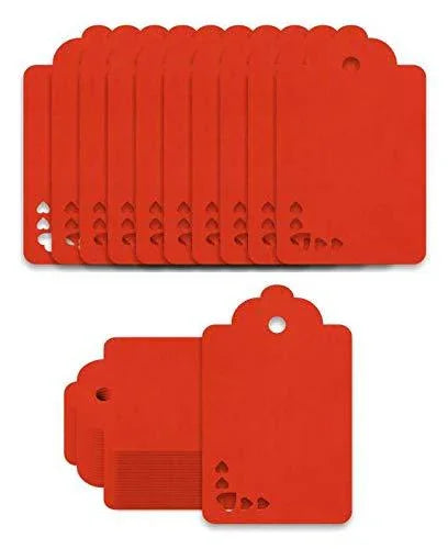 100pcs Premium oldrose Color Gift Tags Double-Sided Available Kraft Paper Price Tags with 100 Root Natural Jute Twine