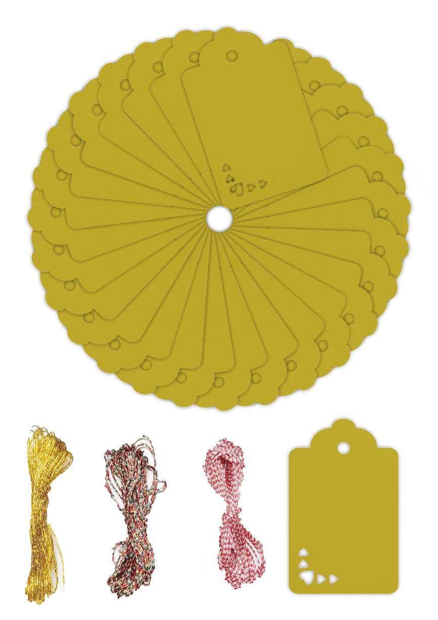 100pcs Premium oldrose Color Gift Tags Double-Sided Available Kraft Paper Price Tags with 100 Root Natural Jute Twine