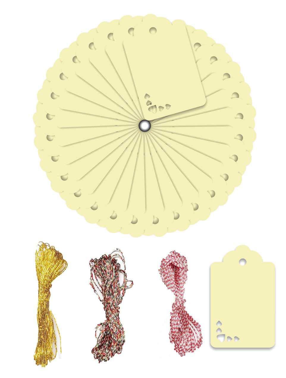 100pcs Premium oldrose Color Gift Tags Double-Sided Available Kraft Paper Price Tags with 100 Root Natural Jute Twine