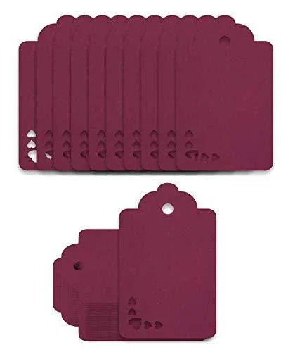 100pcs Premium oldrose Color Gift Tags Double-Sided Available Kraft Paper Price Tags with 100 Root Natural Jute Twine