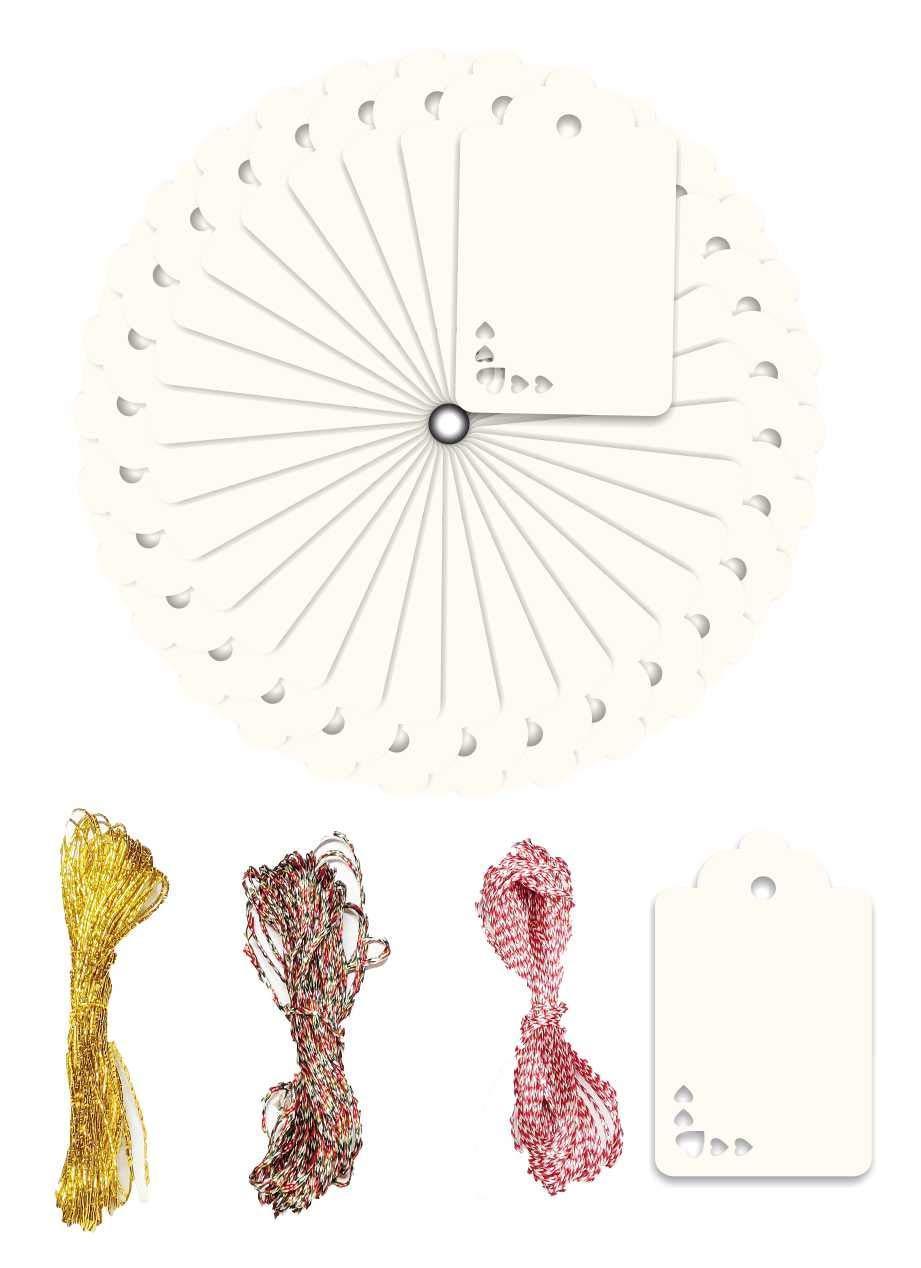 100pcs Premium oldrose Color Gift Tags Double-Sided Available Kraft Paper Price Tags with 100 Root Natural Jute Twine