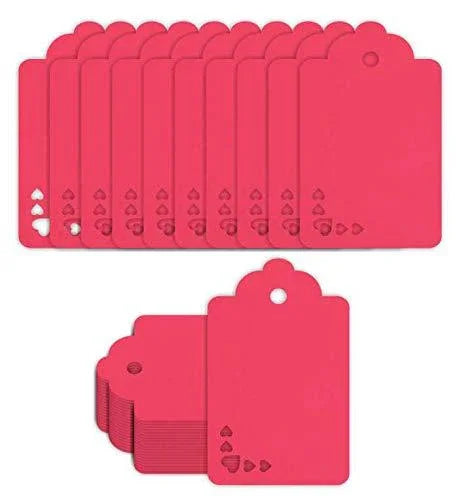 100pcs Premium oldrose Color Gift Tags Double-Sided Available Kraft Paper Price Tags with 100 Root Natural Jute Twine