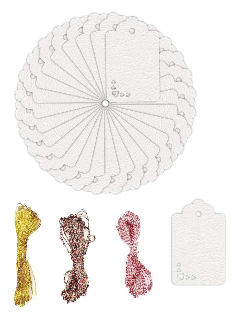 100pcs Premium oldrose Color Gift Tags Double-Sided Available Kraft Paper Price Tags with 100 Root Natural Jute Twine