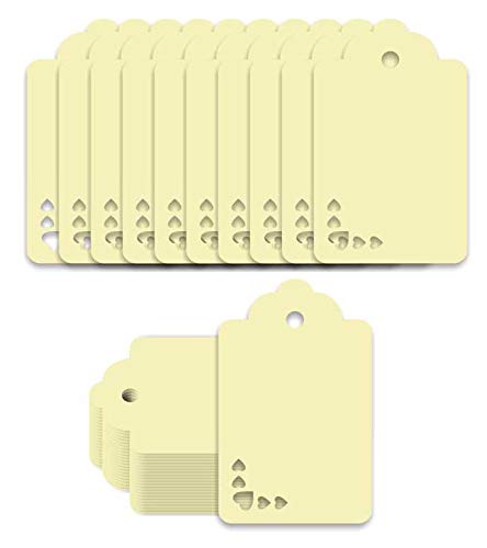 100pcs Premium oldrose Color Gift Tags Double-Sided Available Kraft Paper Price Tags with 100 Root Natural Jute Twine