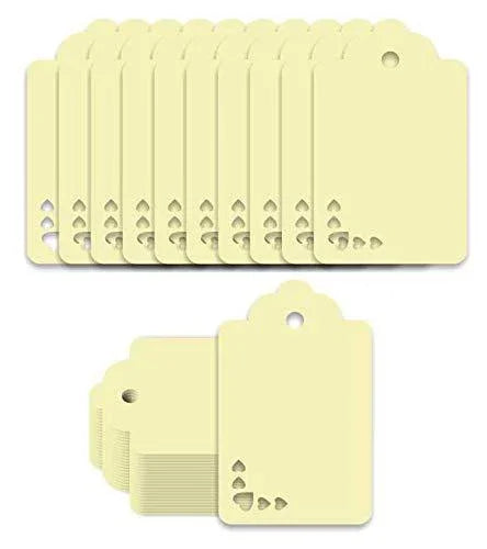 100pcs Premium oldrose Color Gift Tags Double-Sided Available Kraft Paper Price Tags with 100 Root Natural Jute Twine
