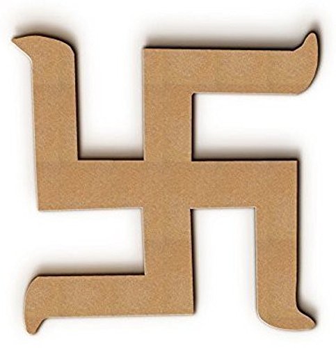 Pack of 12 Swastik Wooden MDF Cutouts (4 x 4 Inch) | Unfinished MDF Craft Base | Hindu Symbol for Diwali Decor, DIY Painting, Lippan Art, Pooja Room & Festive Decoration