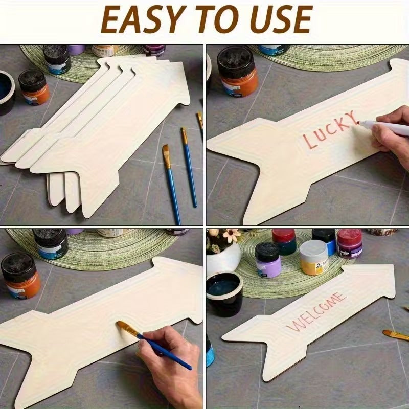 Pack of 6 Wooden Arrow Blank Boards, Unfinished MDF Craft Shapes, Party & Office Decorations - 7.87x2.94 Inch