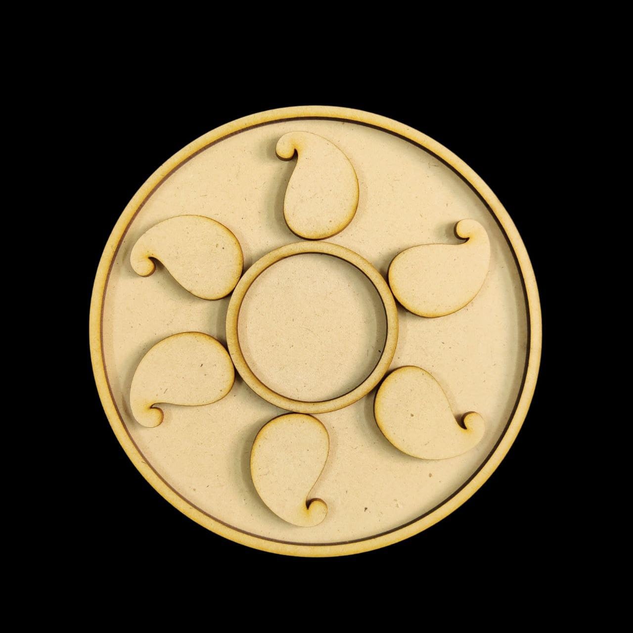 Wooden MDF Tealight Holder Platter Rangoli – 12 Inch Pine MDF Craft Base |Unfinished Wooden Decor for Painting, DIY, Diwali, Navratri & Festive Decoration