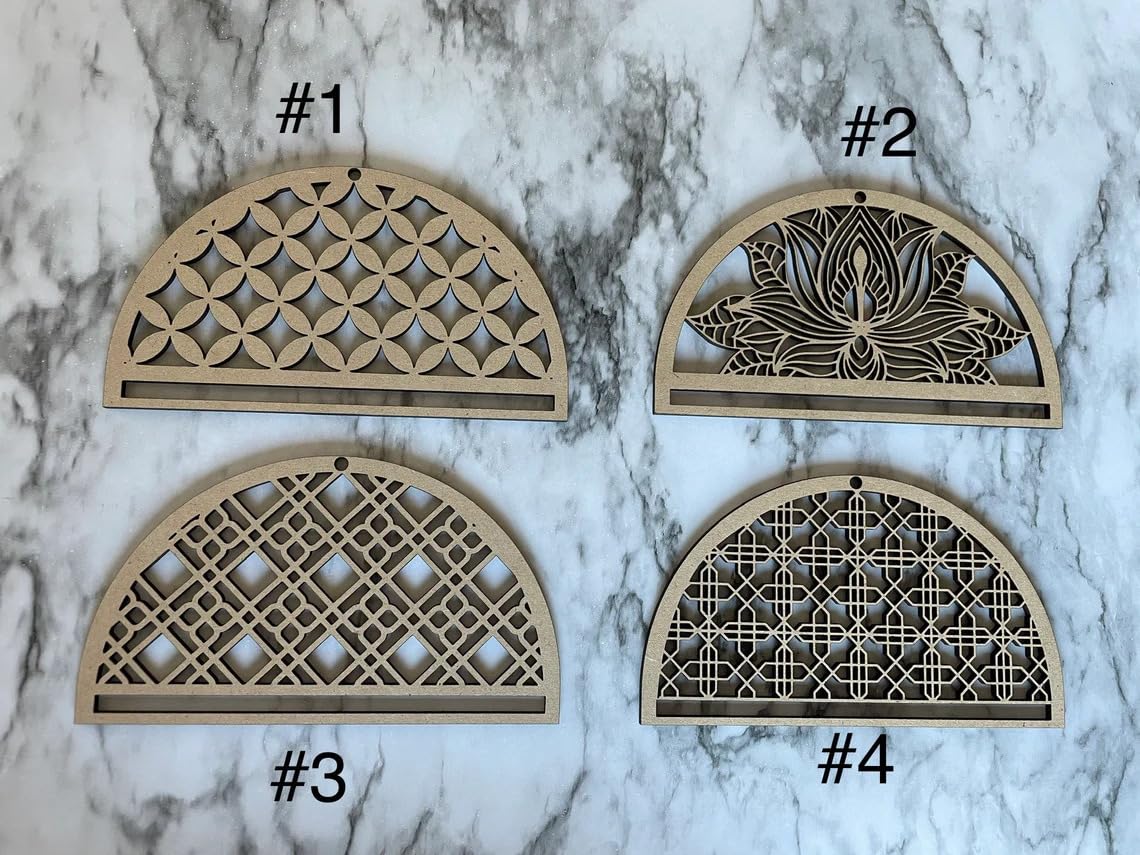 Wooden MDF Macrame Mandala Waves Lotus Geometric Blank Frames | DIY Craft Findings for Wall Hanging, Dreamcatcher, Macrame Art (Pack of 4 Styles, 6x4 Inch)
