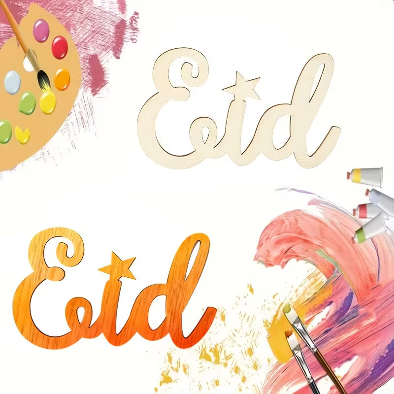 10 Pcs DIY Unpainted Wooden Pendants for Ramadan Mubarak | Pine MDF Islamic Hanging Ornaments for Home Décor, Muslim Party Supplies & Eid Al-Fitr Gifts | 5 Inch