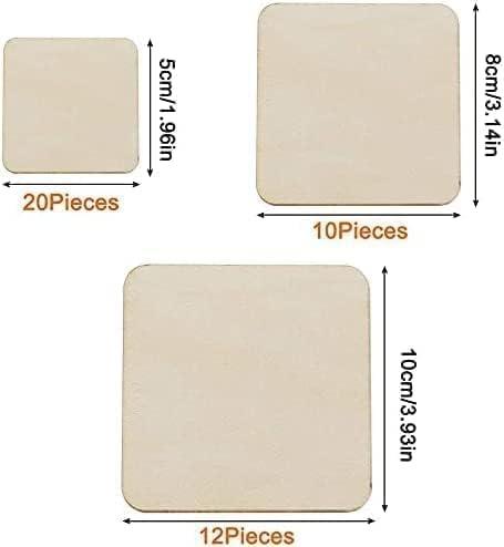 Haoser 42 Piece MDF Cutouts for Art and Craft Square 3 Different Size Wood Square Slices Cutouts for DIY Arts Craft Project Pyrography Art Painting Writing and Decoration(10cm,8cm,5cm) - Haoser