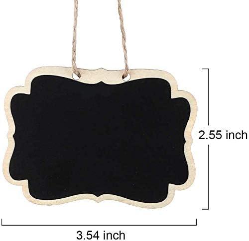 Haoser Chalkboard Tags with Jute Twine, Mini Erasable Chalkboards with Hanging String, Wooden Mini Chalkboard Signs, Hanging Chalkboard Labels, Price Tags, Message Tags - Haoser