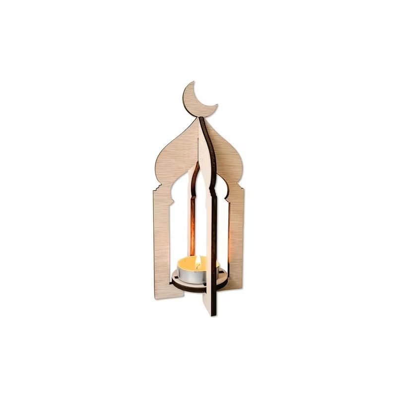 Wooden Ramadan Candle Holder Lantern for Home Decor | Unfinished Decorative Tabletop