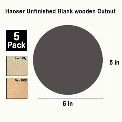 Haoser Unfinished Birch Plywood Blank Hexagon Shape, 4mm Thick Wooden Cutout for DIY Craft Projects - Haoser