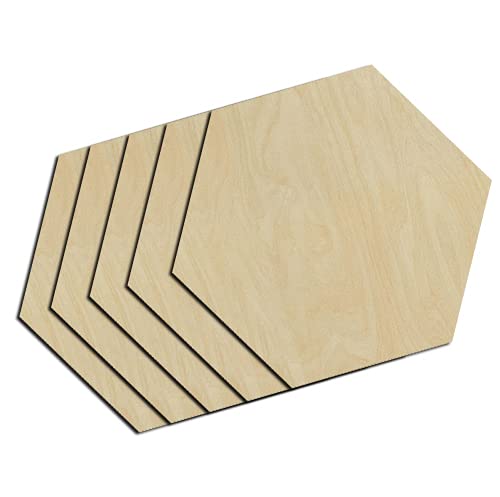 Haoser Unfinished Birch Plywood Blank Hexagon Shape, 4mm Thick Wooden Cutout for DIY Craft Projects - Haoser