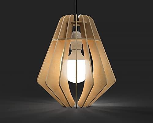 Wooden Farmhouse Chandelier, Distressed Pine MDF Wood Pendant Lighting Fixtures, One Light Hanging Ceiling Lamp for Living Room, Dining Room, Bedroom and Foyer (LxW-12x14IN) - Haoser