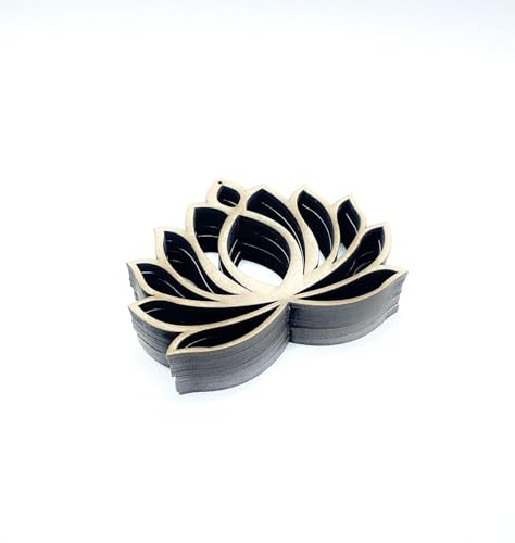 Haoser 10 Pcs Lotus MDF Cutout for Art and Craft