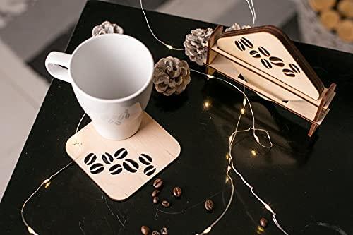 Haoser Set of 4 Blank Wooden MDF Coaster for Craft Painting (4 Pcs), DIY MDF Boards, MDF Cutouts for Art and Craft (4x4 Inch) - Haoser