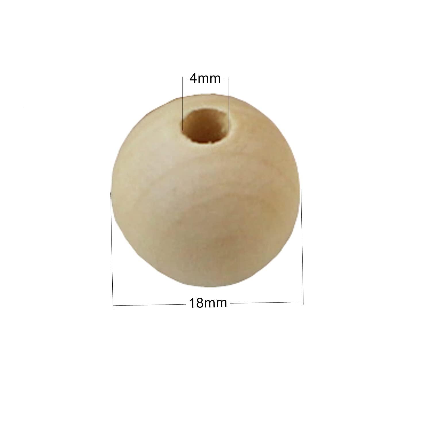 Aqueens 100pcs 14mm Wood Beads Unfinished Round Wooden Loose Beads Natural Wood Spacer Beads for Craft Making