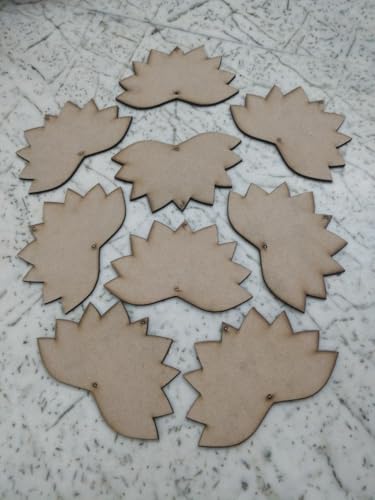 Haoser 10 Pcs Lotus MDF Cutout for Art and Craft