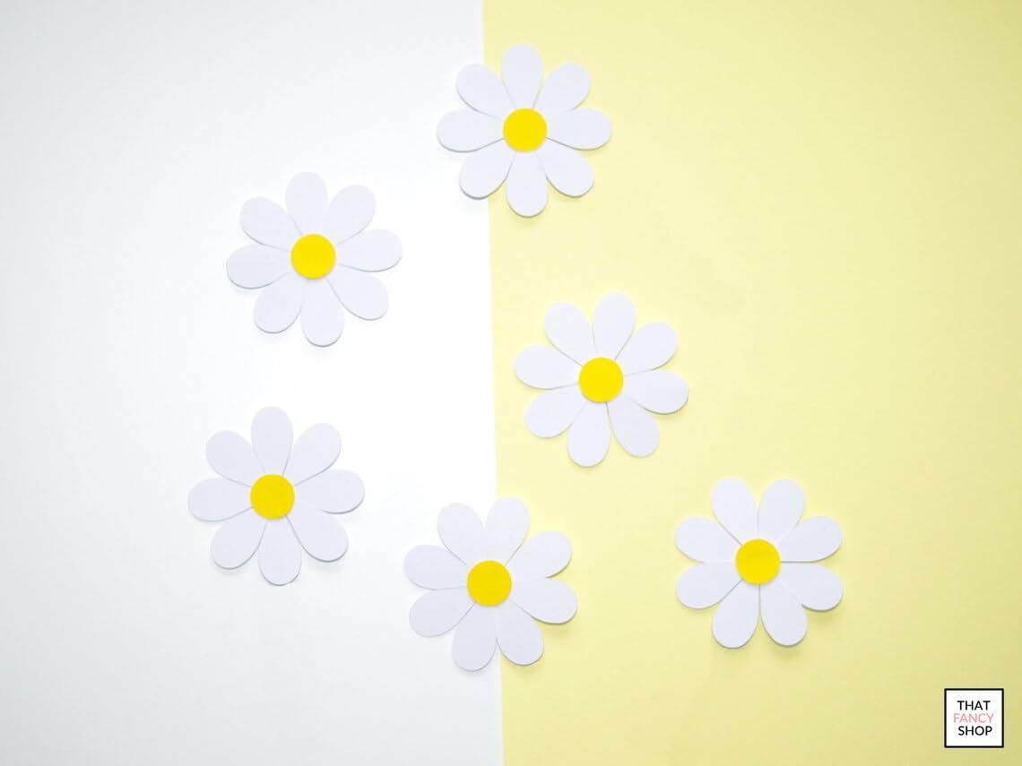 Pack of 6 Daisy Cupcake Toppers | 2 Inch Flower Cake Decoration | Pine MDF Mini Topper | Floral Daisy Theme | Baby Shower, Boho Party, Cupcake Decor