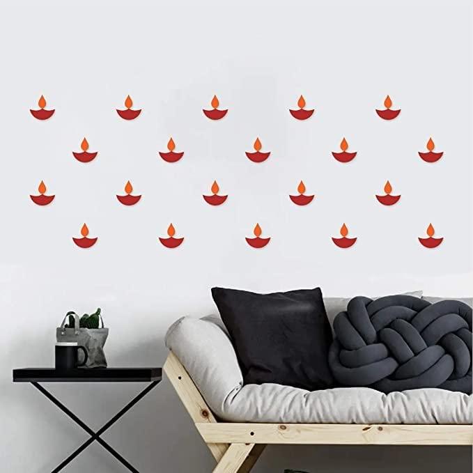 Haoser Pack of 10 Wooden Diya,s Cutout for Festivel Decorations | Floor Decoration Reusable Rangoli for Puja Function Blank Wooden Diya Cutouts for Diwali Decoration (4 in Cutouts) - Haoser