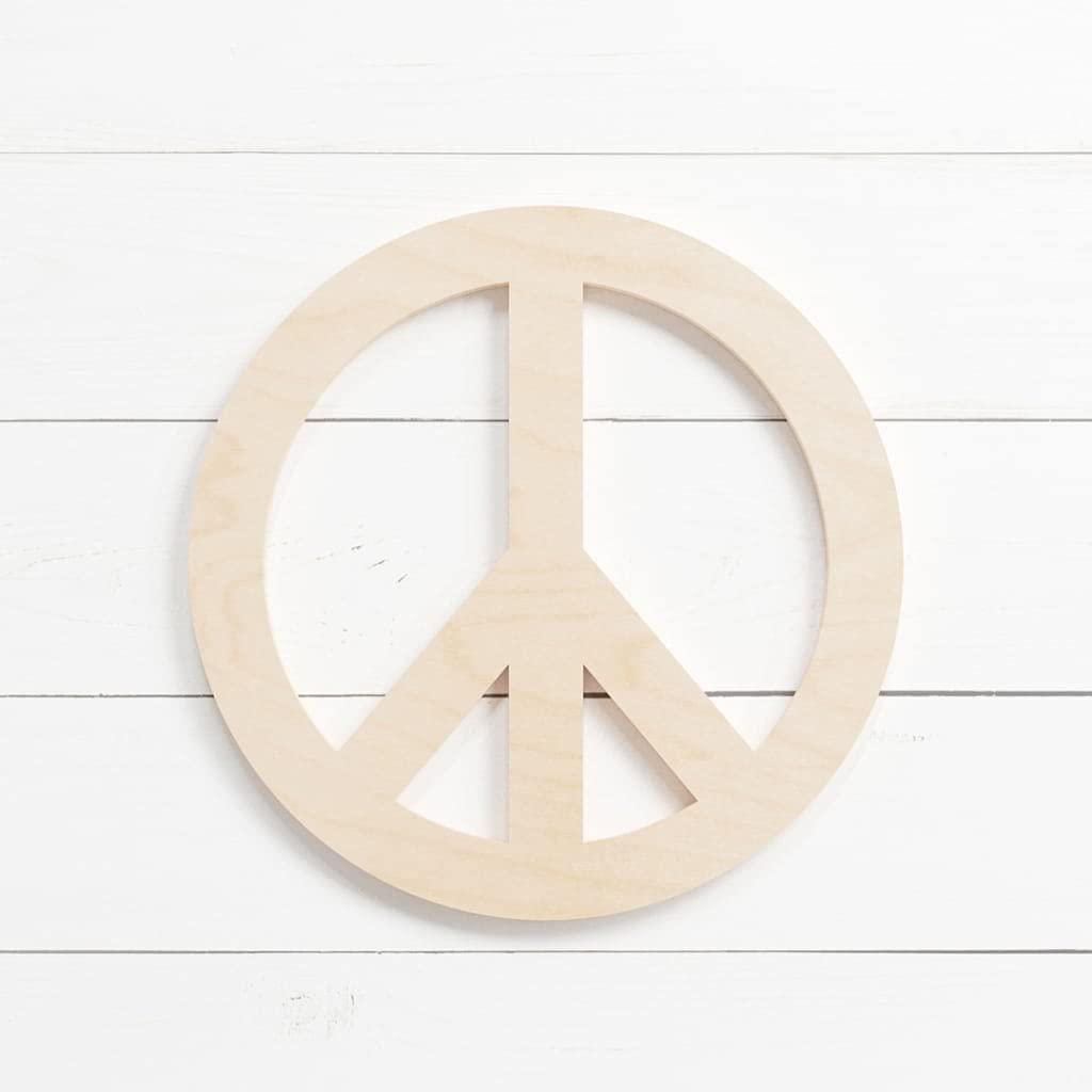 Haoser 10 Pcs Unfinished Wood Blank Peace Sign Shape Board, 4mm Thick Wooden Cutout for DIY Craft Projects (HSR-BP4-PEACE_Beige_8IN) - Haoser