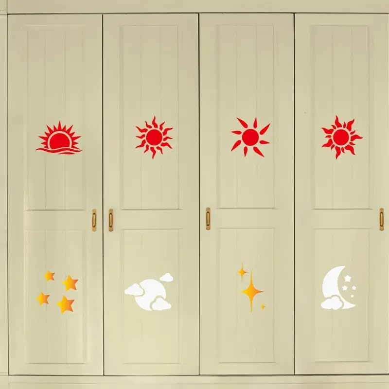 16 PCS Reusable Mixed Patterns Stencil Set – 2.95" x 2.95" PET Plastic Painting Templates for Wall, Scrapbooking, Canvas, Furniture, Rock, and DIY Crafts