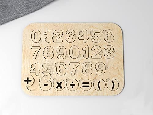 Haoser Wooden Mathematic Puzzle, Rectangle Shape Number Counting Game for Kids - Preschool Education Math Stacking Block Learning Wooden Puzzle (LxW-10x12 Inch) - Haoser