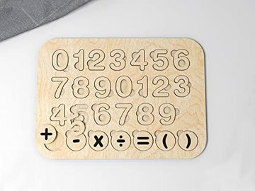 Haoser Wooden Mathematic Puzzle, Rectangle Shape Number Counting Game for Kids - Preschool Education Math Stacking Block Learning Wooden Puzzle (LxW-10x12 Inch) - Haoser
